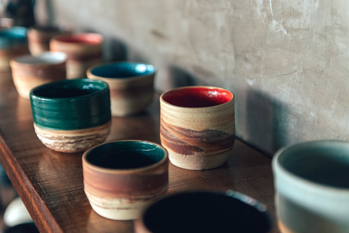 Glazed pottery in the workshop